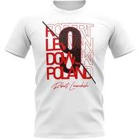 Poland Junior Robert Lewandowski Graphic Signature T-Shirt in White | Size: 9-11 Years