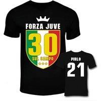 Juventus Junior Scudetto 30 Sul Campo T-Shirt - Pirlo 21 in Black | Size: 5-6 Years