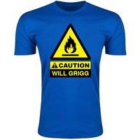 Wigan Junior Caution Will Griggs On Fire T-Shirt Royal in Blue | Size: 12-13 Years