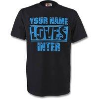 Inter Milan Junior Your Name Loves Inter T-Shirt in Black | Size: 7-8 Years