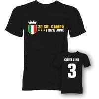 Juventus Junior Chiellini 30 Sul Campo T-Shirt in Black | Size: 9-11 Years