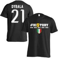 Juventus Junior History Winners T-Shirt - Dybala 21 in Black | Size: 3-4 Years