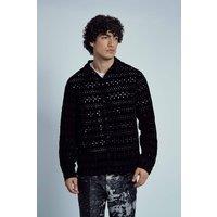 Native Youth Men's Long Sleeve Velvet Broderie Shirt in Black | Size: Medium