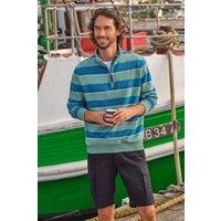 WoolOvers Men's Cotton Half Zip Jumper in Blue | Size: Large