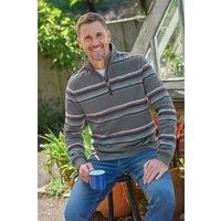 WoolOvers Men's Cotton Half Zip Jumper in Grey | Size: XL