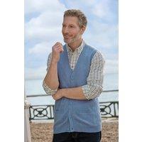 WoolOvers Men's Mens 100% Lambswool Waistcoat in Baby Blue | Size: Large