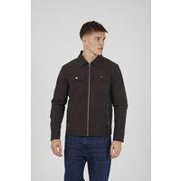 Brave Soul Men's Collared Zip Pocket Shacket in Brown | Size: Small