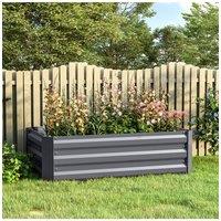 Living and Home Galvanized Steel Raised Garden Bed Planter Box in Grey | Size: Large