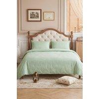 Printed Double Bedding 3Pcs Duvet Cover & Pillowcases in Green | Size: King