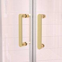 Nes Home Brushed Brass Pair of Universal Rounded Shower Door Handles in Gold