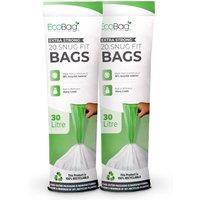 ECOBAG NOT ALL BAGS ARE EQUAL 40 Pack White Kitchen Bin Liner - 30L - 25 Microns (465 x 750mm)