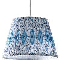 First Choice Lighting Ikat - Blue Abstract 30cm Easy Fit Pendant Shade or Table Lampshade
