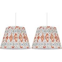 First Choice Lighting Set of 2 Ikat - Orange 30cm Easy Fit Pendant Shade or Table Lampshades