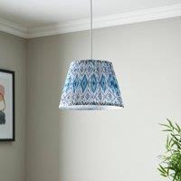 First Choice Lighting Set of 2 Ikat - Blue 30cm Easy Fit Pendant Shade or Table Lampshades
