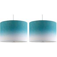 First Choice Lighting Set of 2 Ombre - Teal 25cm Easy Fit Pendant Shade or Table Lampshades in Blue