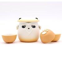 Serenityy Orange Panda Teapot Set with Three Cups