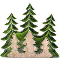 Serenityy Lost in the Forest - Three Trees 3D Wooden Decoration - 20x23cm in Green | Size: 20 cm