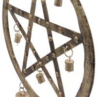 Serenityy Handcrafted Indian Iron Pentagon Chime with Cow Bells - 25x49cm in Bronze | Size: 25x49 cm