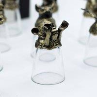 Serenityy 12-Piece Chinese Zodiac Shot Glass Set 25ml - Antique Metal Base in Clear
