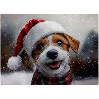 Warren Reed - Designer Christmas Jack Russell Glass Chopping Board