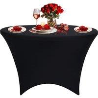 Neel Blue 6FT Round Patio Tablecloth Elastic Spandex Table Cover in Black