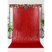 Neel Blue Shiny Sequin Backdrop Glitter Curtain - 4x7FT in Red