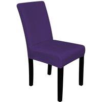 Neel Blue Velvet Dining Chair Covers, Stretchable Spandex High-Back Dining Slipcovers in Purple