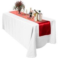 Neel Blue Satin Table Runner, 11" x 108" in Red