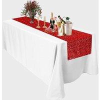 Neel Blue Glitter Sequin Table Runner - 11" x 108" in Red