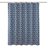 Neel Blue Abstract Geometic Shower Curtain, Navy Blue - 180cm x 180cm | Size: 180 cm width x 200 cm drop