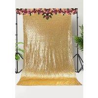 Neel Blue Shiny Sequin Backdrop Glitter Curtain - 4x9FT in Gold