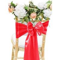 Neel Blue Set of 25 Satin Chair Sashes for Weddings Birthday Party Decoration, 7" x 108" in Red