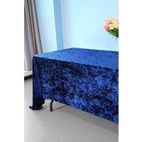 Neel Blue Diamond Velvet Rectangle Tablecloth - 90 x 156 Inch in Navy