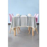 Neel Blue 140cm x 300cm Stylish Table Cloth Polyester Linen, Grey | Size: 140 cm x 300 cm
