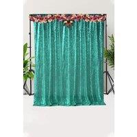 Neel Blue Shiny Sequin Backdrop Glitter Curtain - 4x7FT in Emerald