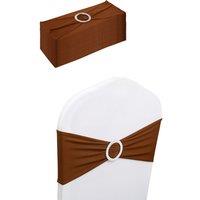 Neel Blue 13"x5" Spandex Chair Bands with Slider Buckle, Stretchy Elastic Chair Sash - 10pcs in Chocolate