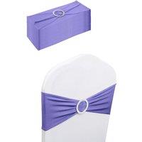 Neel Blue 13"x5" Spandex Chair Bands with Slider Buckle, Stretchy Elastic Chair Sash - 10pcs in Lavender
