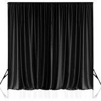 Neel Blue 3x3 Metres Spandex Backdrop Curtain, Wrinkle-Free Polyester Fabric Backdrop Panel in Black