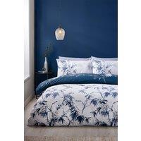 Catherine Lansfield 'Kyoto Floral' Reversible Duvet Cover Set in Blue | Size: Super King
