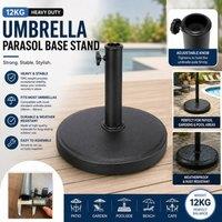 ATEK Cast Iron Parasol Base - 12KG Umbrella Parasol Base Stand Round Garden Parasol Cast Iron Base Heavy Duty Metal Garden Patio in Black