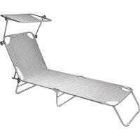 Alivio 5-Level Adjustable Folding Recliner Sun Lounger with Sunshade in Grey