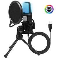 Nordara USB Condenser Microphone with Stand Pop Filter Studio Recording Mic in Black