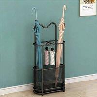 Nordara Freestanding Metal Umbrella Stand with Hooks & Drip Tray Holder in Black | Size: 100 cm x 15 cm