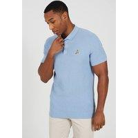 Brave Soul Men's Cotton Waffle Knit Embroidered Polo Shirt in Light Blue | Size: XL