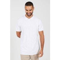 Brave Soul Men's Jacquard Knit Short Sleeve Polo Shirt in White | Size: 2XL