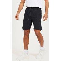 Brave Soul Men's Cotton Utility Elasticated Waist Shorts in Black | Size: Large