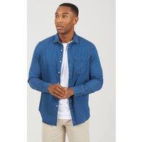Brave Soul Men's Long Sleeve Denim Shirt in Light Blue | Size: Medium