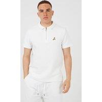 Brave Soul Men's Short Sleeve Quarter Zip Polo Shirt in Cream | Size: XL
