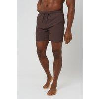 Brave Soul Men's Seersucker Swim Shorts in Brown | Size: Large
