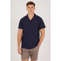 Brave Soul Men's Revere Collar Patch Pocket Short Sleeve Shirt in Navy | Size: Medium